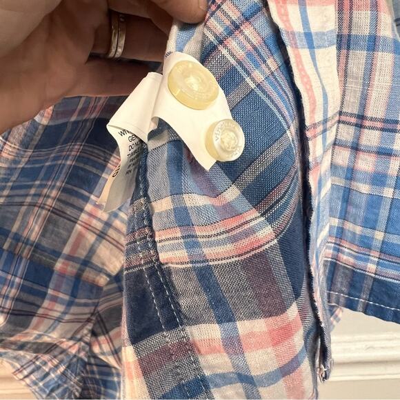 Vineyard Vines men’s small long sleeved blue white pink plaid button down shirt - Picture 7 of 7